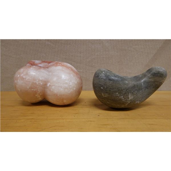 Qty 2 Abstract Stone Sculptures, Misc Sizes