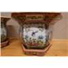 Image 3 : Qty 2 Chinese Famille Rose Porcelain Planters w/ Bases & Maker's Marks 14" x 14" x 10"H