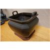 Image 3 : Meiji Japanese Bronze Hibachi on Wooden Base 12" x 12" x 11"H
