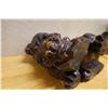 Image 13 : Carved Wooden Chinese Guardian Lion Fu Dog Statue 19" x 8" x 16"H (cracked)
