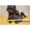 Image 14 : Carved Wooden Chinese Guardian Lion Fu Dog Statue 19" x 8" x 16"H (cracked)