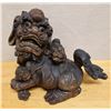 Image 1 : Carved Wooden Chinese Guardian Lion Fu Dog Statue 19" x 8" x 16"H (cracked)