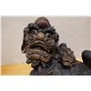 Image 2 : Carved Wooden Chinese Guardian Lion Fu Dog Statue 19" x 8" x 16"H (cracked)