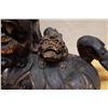 Image 3 : Carved Wooden Chinese Guardian Lion Fu Dog Statue 19" x 8" x 16"H (cracked)