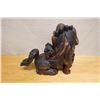Image 7 : Carved Wooden Chinese Guardian Lion Fu Dog Statue 19" x 8" x 16"H (cracked)