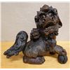 Image 1 : Carved Wooden Chinese Guardian Lion Fu Dog Statue 19" x 8" x 16"H (cracked)