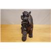 Image 5 : Carved Wooden Chinese Guardian Lion Fu Dog Statue 19" x 8" x 16"H (cracked)