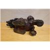 Image 8 : Carved Wooden Chinese Guardian Lion Fu Dog Statue 19" x 8" x 16"H (cracked)
