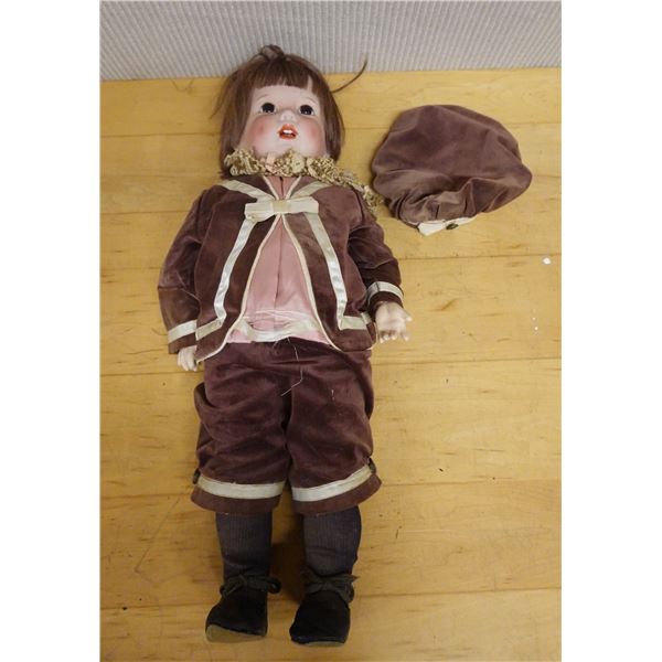 Vintage Doll w/ Porcelain Face & Hands 7.5" x 24"H