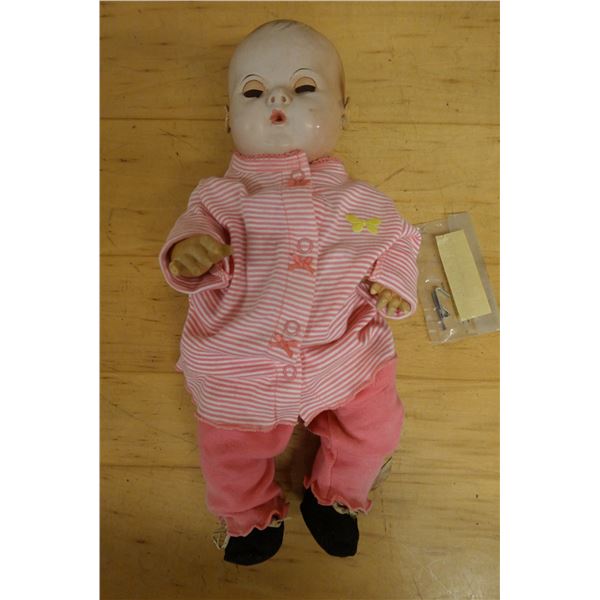 Vintage Doll w/ Porcelain Face & Hands 6.5" x 17"H