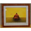 Image 1 : Dalai Lama at Dusk Print #8 by Artist Nan (?) w/ Asian Calligraphy 16" x 13", Framed & Matted