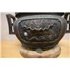 Image 2 : Carved Japanese Temple Censer Incense Burner w/ Handles Circa 1900's, 15" Dia, 12"H
