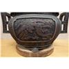 Image 9 : Carved Japanese Temple Censer Incense Burner w/ Handles Circa 1900's, 15" Dia, 12"H