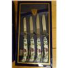 Image 5 : Box Set of 6 Cloisonne Spoons w/ Floral Design, 4 Porcelain Handle Knives & Salt & Pepper Shakers