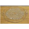 Image 1 : Clear Platter w/ Floral Motif, Scalloped Edges & Handles 14" Dia