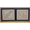 Image 1 : Qty 2 Framed Maps: Northamptonshire & East India Islands 15" x 15", Framed & Matted