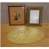 Image 1 : Round Capiz Shell Placemat 19" Dia, Italian Rococo Artwork & Filigree Ornate Frame, Misc Sizes