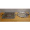 Image 1 : Qty 2 Metal Engraved Platters w/ Handles, Misc Shapes & Sizes