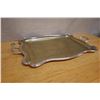 Image 6 : Rectangular Metal Engraved Platter w/ Sterling Silver Mounts 07607/24 & Handles, 26" x 18"