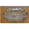 Image 1 : Rectangular Metal Engraved Platter Marked Silver on Copper w/ Makers Mark & Handles 26" x 17"