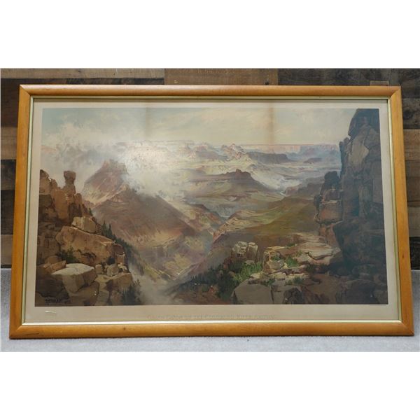 Grand Canyon Lithograph by Thomas Moran Copyright 1893, 43" x 28", Koa Framed & Matted