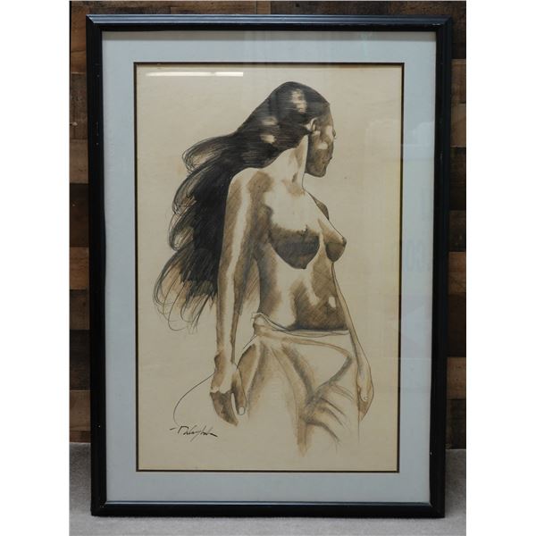 Abstract Female Sketch Artwork 30" x 43", Framed & Matted
