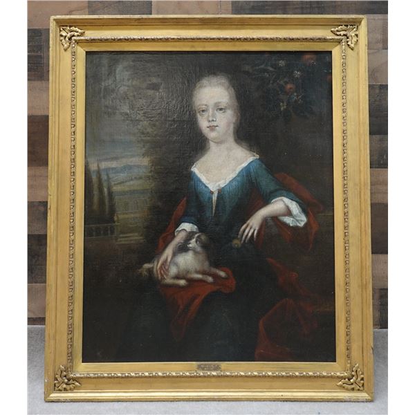 Girl from the 1800's w/ Dog  Artwork 32" x 38", Framed