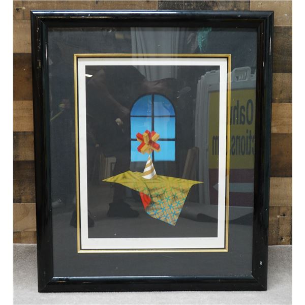 Blue Window Puzzle Mixed Media Print Numbered 55/70, 28" x 34", Framed