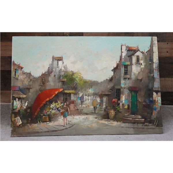 Street Scene Artwork by H. Koolan 26" x 24", Unframed