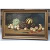 Image 1 : Still Life Folk Art Painting by R. Hiwn (?) Marked 222/427 in Chalk 38" x 25", Framed