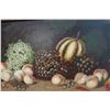 Image 3 : Still Life Folk Art Painting by R. Hiwn (?) Marked 222/427 in Chalk 38" x 25", Framed