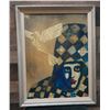 Image 1 : Arlequin Oil Painting by Bernard Fouilloux 1973, 23" x 29", Framed