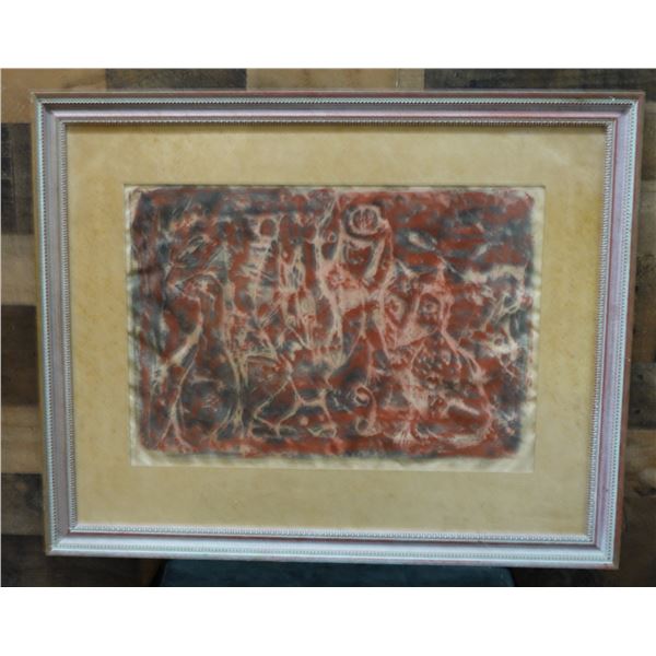 Mixed Media Artwork by Herta Galton (?) 24" x 23", Framed