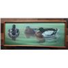 Image 1 : Ducks in Water Artwork by Artist Initials JL 31" x 14", Framed