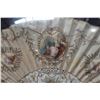 Image 2 : Vintage Hand Fan in Ornate, Gilded Oval Metal Frame 27" x 17"