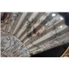 Image 3 : Vintage Hand Fan in Ornate, Gilded Oval Metal Frame 27" x 17"