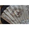 Image 4 : Vintage Hand Fan in Ornate, Gilded Oval Metal Frame 27" x 17"