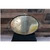 Image 7 : Vintage Hand Fan in Ornate, Gilded Oval Metal Frame 27" x 17"