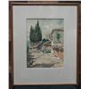 Image 1 : Italian Watercolor Painting by Kennedy (?) 19" x 23", Koa Framed & Matted