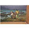 Image 2 : Fisherman Landing Filipino Oil Painting by T. Bernardo w/ Dedication 20" x 14", Framed