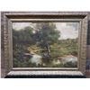 Image 1 : Country Stream & Tree Painting by Artist L.H. Lemong 17" x 13", Framed