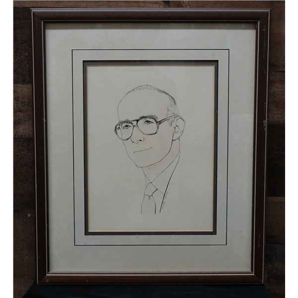 Male Figure Sketch Artwork by Artist Shien (?) w/ James F. Gray on Back 17" x 20", Framed & Matted