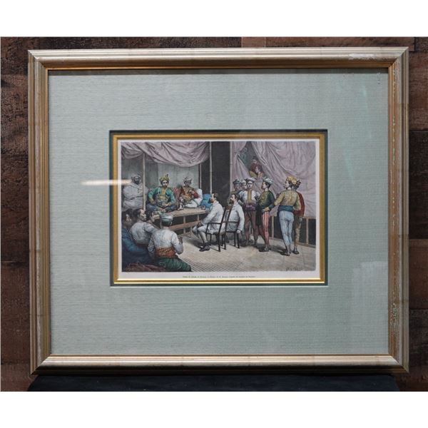 Palais du Sultan de Soulou Hand Colored Engraving by Hildebrand 19" x 16", Framed & Matted
