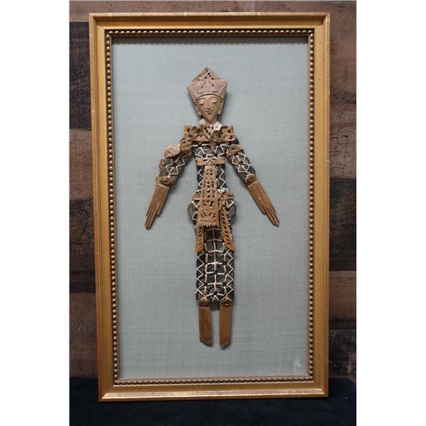 Indonesian Coins Prosperity or Wedding Doll 12" x 20", Framed