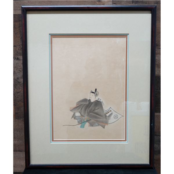 One of the Thirty-Six Immortals of Poetry Artwork Unsigned 17" x 21", Framed & Matted