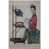 Image 2 : Chinese Pith Painting of a Lady Circa 19th Century 17" x 15", Framed & Matted
