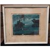 Image 1 : One Light Tugboat Art Print Numbered 4/100 by Woldemar Neufeld 12.5" x 15", Framed & Matted