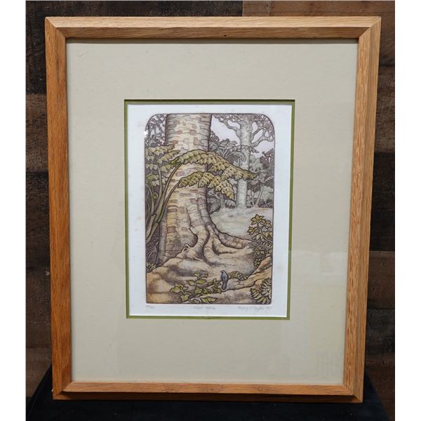 Kauri Track Artwork Numbered 80/90 by Mary Taylor 15" x 18", Framed & Matted