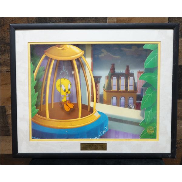 Tweety & Sylvester 3D Animated Artwork Titled 'I Tawt I Taw A Puddy Tat', 21" x 17", Framed & Matted