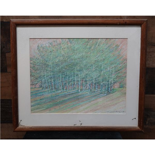 Landscape Scene Artwork by Russell Lowrey 24" x 20", Koa Framed & Matted